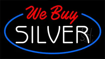 We Buy Silver LED Neon Sign