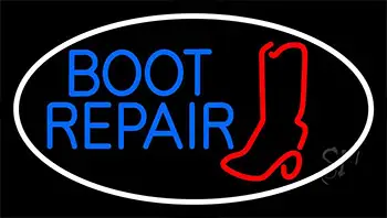 Red Boot Repair With Border LED Neon Sign