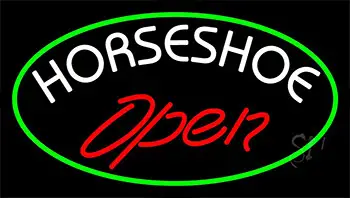 Red Horseshoe Open LED Neon Sign