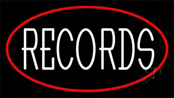 White Records Red Border LED Neon Sign
