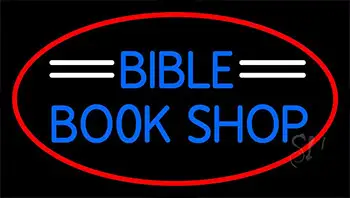 Blue Bible Book Shop LED Neon Sign