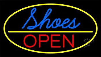 Blue Cursive Shoes Open LED Neon Sign