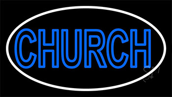 Blue Double Stroke Church LED Neon Sign