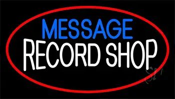 Custom White Record Shop Red Border LED Neon Sign