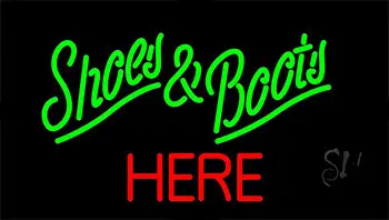 Green Shoes And Boots Red Here LED Neon Sign