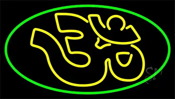 Om With Green Border LED Neon Sign