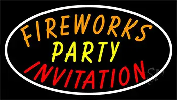 Fireworks Party Invitation In A LED Neon Sign