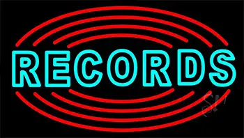 Records With Disc LED Neon Sign
