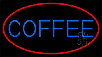 Blue Coffee With Red LED Neon Sign