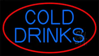 Blue Cold Drinks With Red LED Neon Sign
