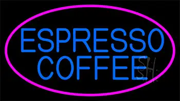 Blue Espresso Coffee With Pink LED Neon Sign