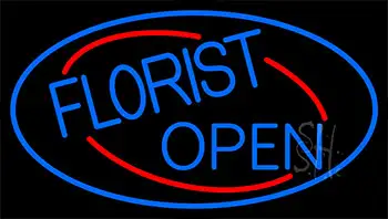 Blue Florist Open With Blue LED Neon Sign