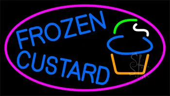 Blue Frozen Custard With With Pink Logo 3 LED Neon Sign
