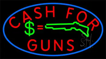 Cash For Guns Blue Border LED Neon Sign