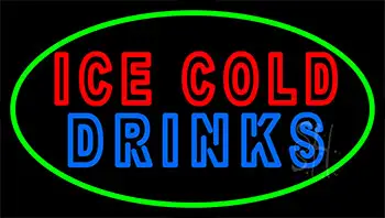 Double Stroke Ice Cold Drinks LED Neon Sign