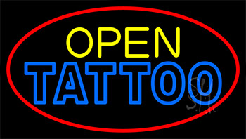 Double Stroke Tattoo Open LED Neon Sign