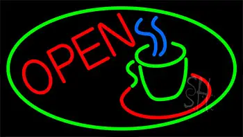 Red Open Coffee Cup LED Neon Sign