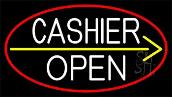 Arrow Cashier Open With Red Border LED Neon Sign