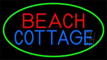 Beach Cottage With Green Border LED Neon Sign