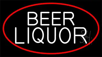 Beer Liquor With Red Border LED Neon Sign