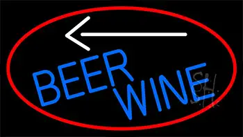 Blue Beer Wine Arrow With Red Border LED Neon Sign