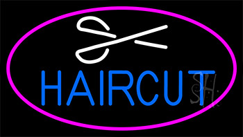 Blue Haircut With Scissor LED Neon Sign