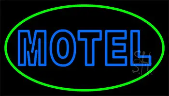 Blue Motel Double Stroke And Green Border LED Neon Sign
