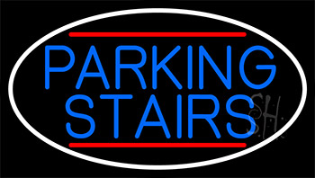 Blue Parking Stairs With White Border LED Neon Sign