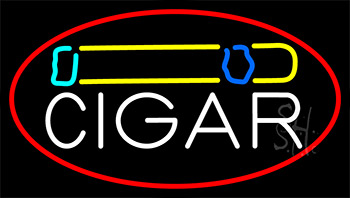Cigar And Smoke With Red Border LED Neon Sign