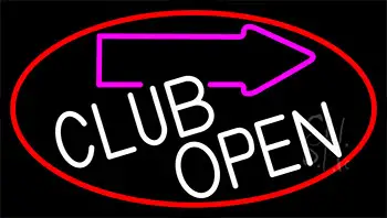 Club With Arrow Open LED Neon Sign