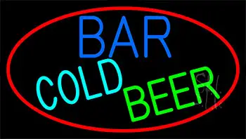 Cold Beer Bar With Red Border LED Neon Sign