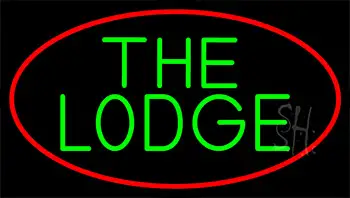 Cursive Green Lodge And Red Border LED Neon Sign