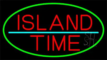 Custom Island Time With Green Border LED Neon Sign
