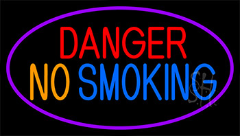 Danger No Smoking With Purple Border LED Neon Sign