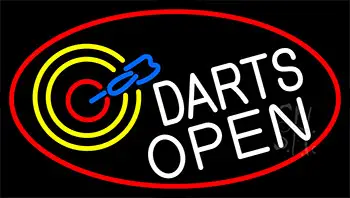 Dart Board Open With Red Border LED Neon Sign