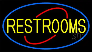 Decorative Restrooms With Blue Border LED Neon Sign
