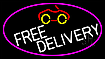 Free Delivery And Car With Pink Border LED Neon Sign