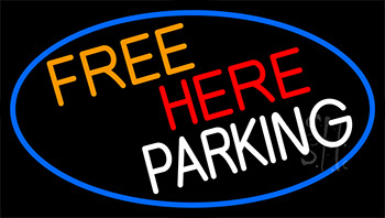 Free Her Parking With Blue Border LED Neon Sign