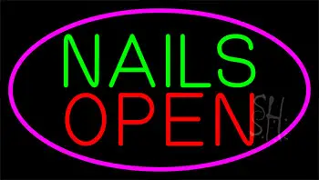 Green Nails Red Open LED Neon Sign