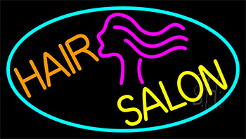 Hair Salon With Girl Logo LED Neon Sign