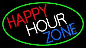 Happy Hour Zone With Green Border LED Neon Sign