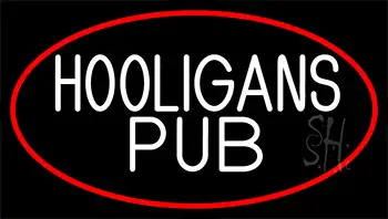 Hooligans Pub With Red Border LED Neon Sign