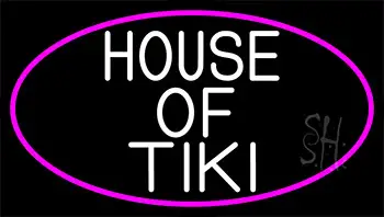 House Of Tiki With Pink Border LED Neon Sign