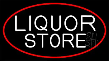 Liquor Store With Red Border LED Neon Sign