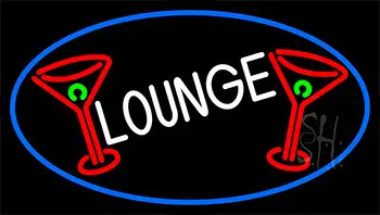 Lounge And Martini Glass With Blue Border LED Neon Sign