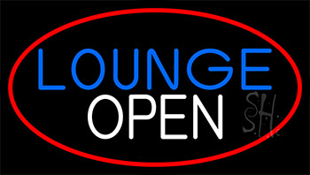 Lounge Open With Red Border LED Neon Sign