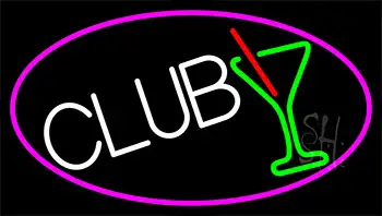 Martini Glass Club With Pink Border LED Neon Sign