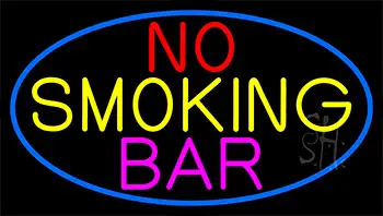 No Smoking Bar With Blue Border LED Neon Sign