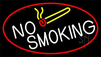 No Smoking With Red Border LED Neon Sign