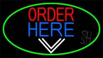 Order Here With Down Arrow With Green Border LED Neon Sign